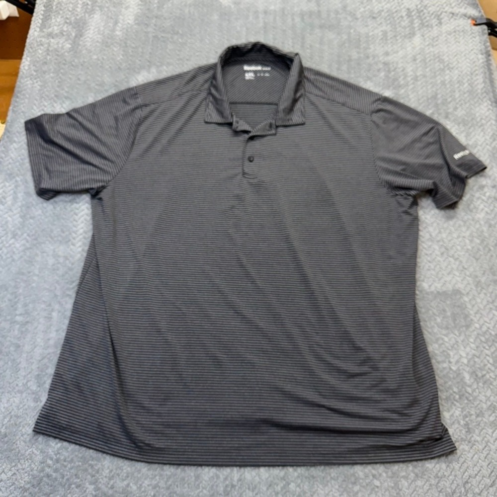 Reebok Golf Polo Shirt Mens 4XL Striped Grey Black Polyester Spandex DXGS17400